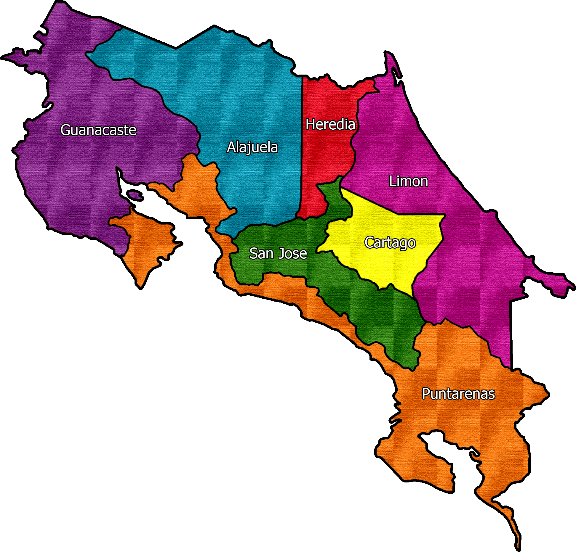Costa Rica Provinces Map